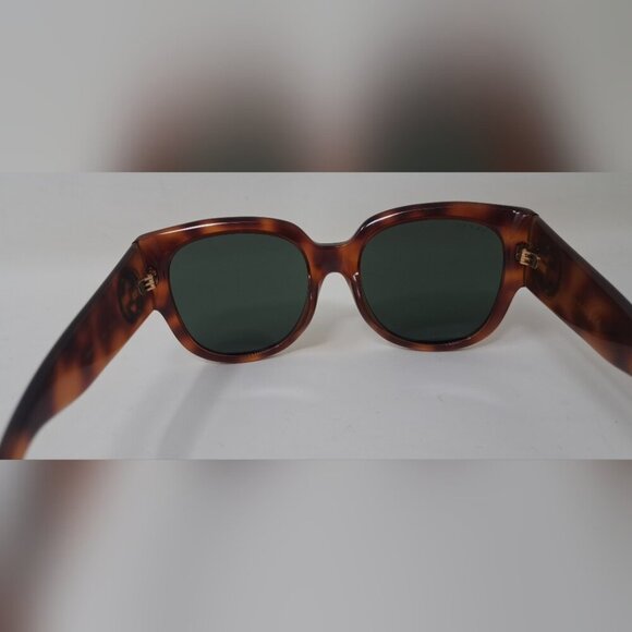 Gucci Womens Sunglasses Havana Green Gold Big Logo Square GG0142SA 002 55-20-140 - Picture 9 of 16